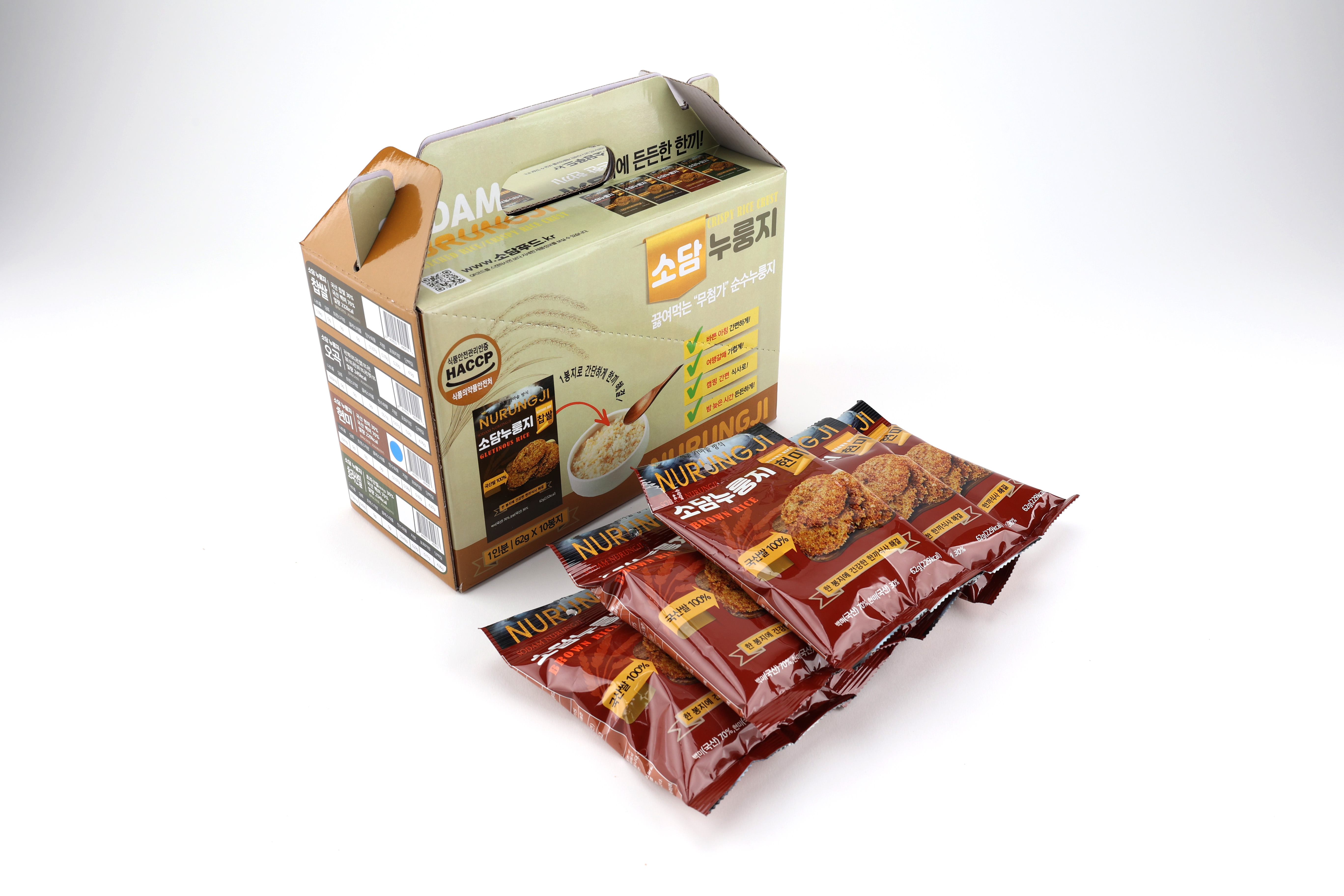 국내산 100% 가마솥 누룽지 620g (62g x 10봉) _찹쌀 현미 오곡 3가지