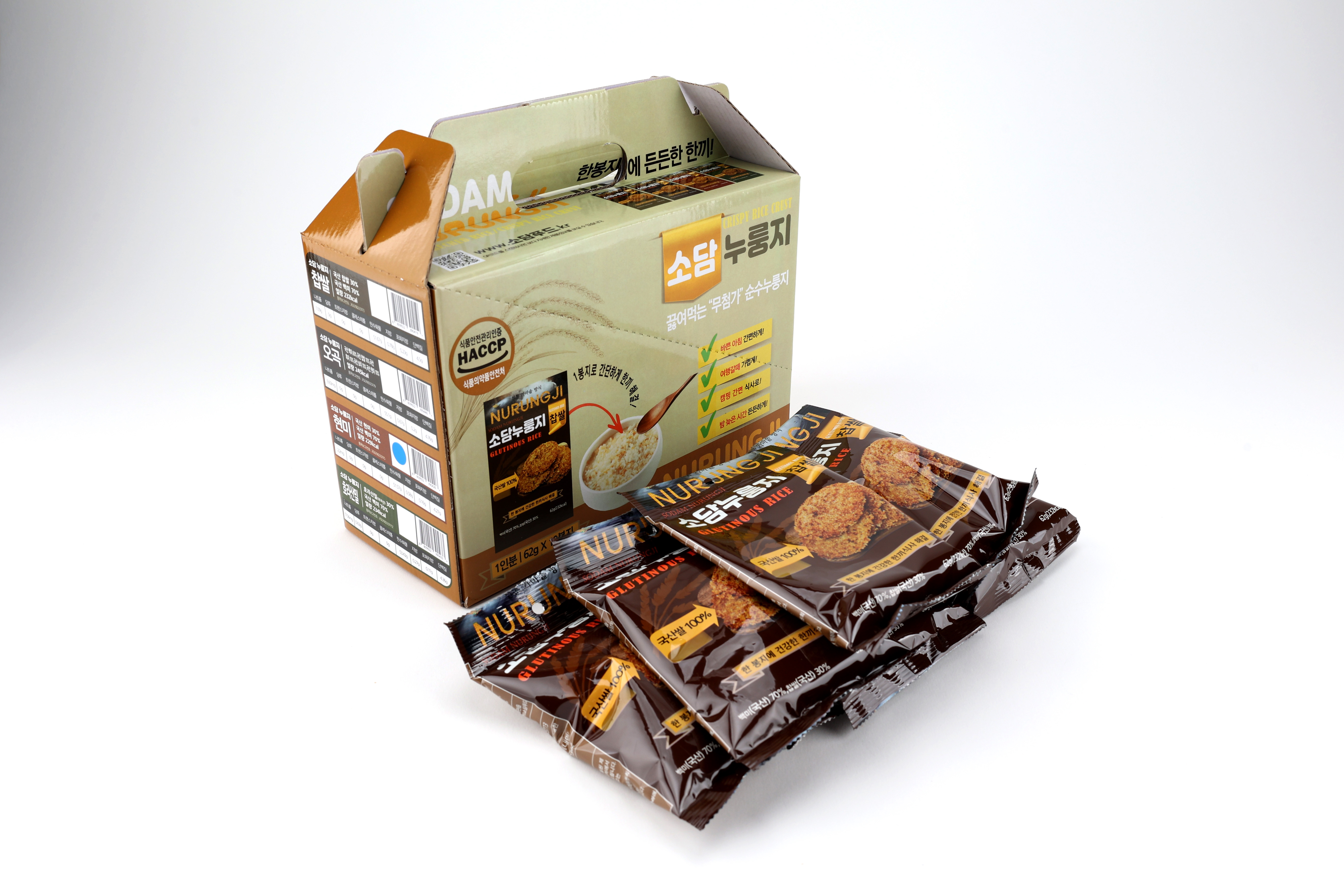 국내산 100% 가마솥 누룽지 620g (62g x 10봉) _찹쌀 현미 오곡 3가지