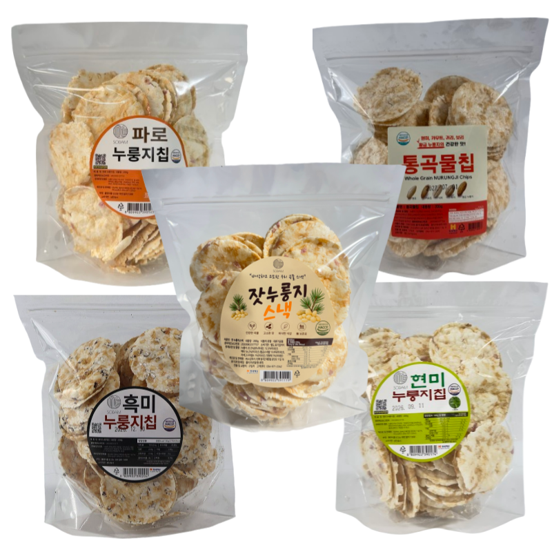 고소한 건강간식 누룽지칩 5종 200g x 5종